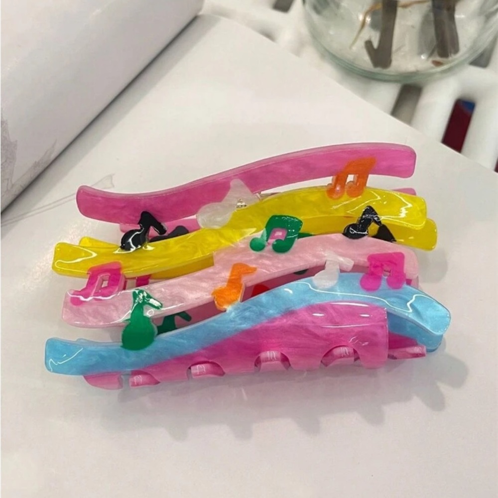 💕 BRAND NEW Piano Note Clip Cute Acrylic Cartoon Printed Hair Claw clip